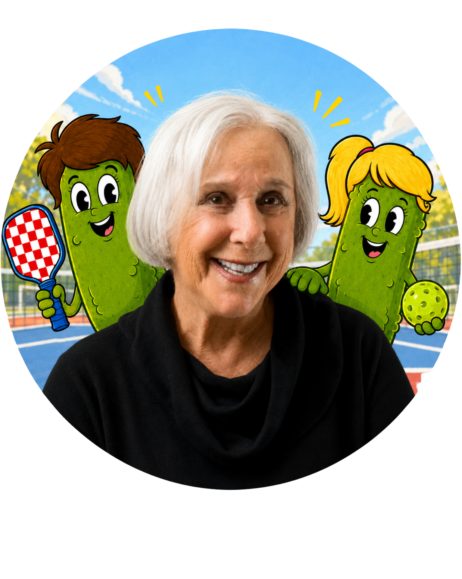 Bea Gardner with Paxton and Payton characters